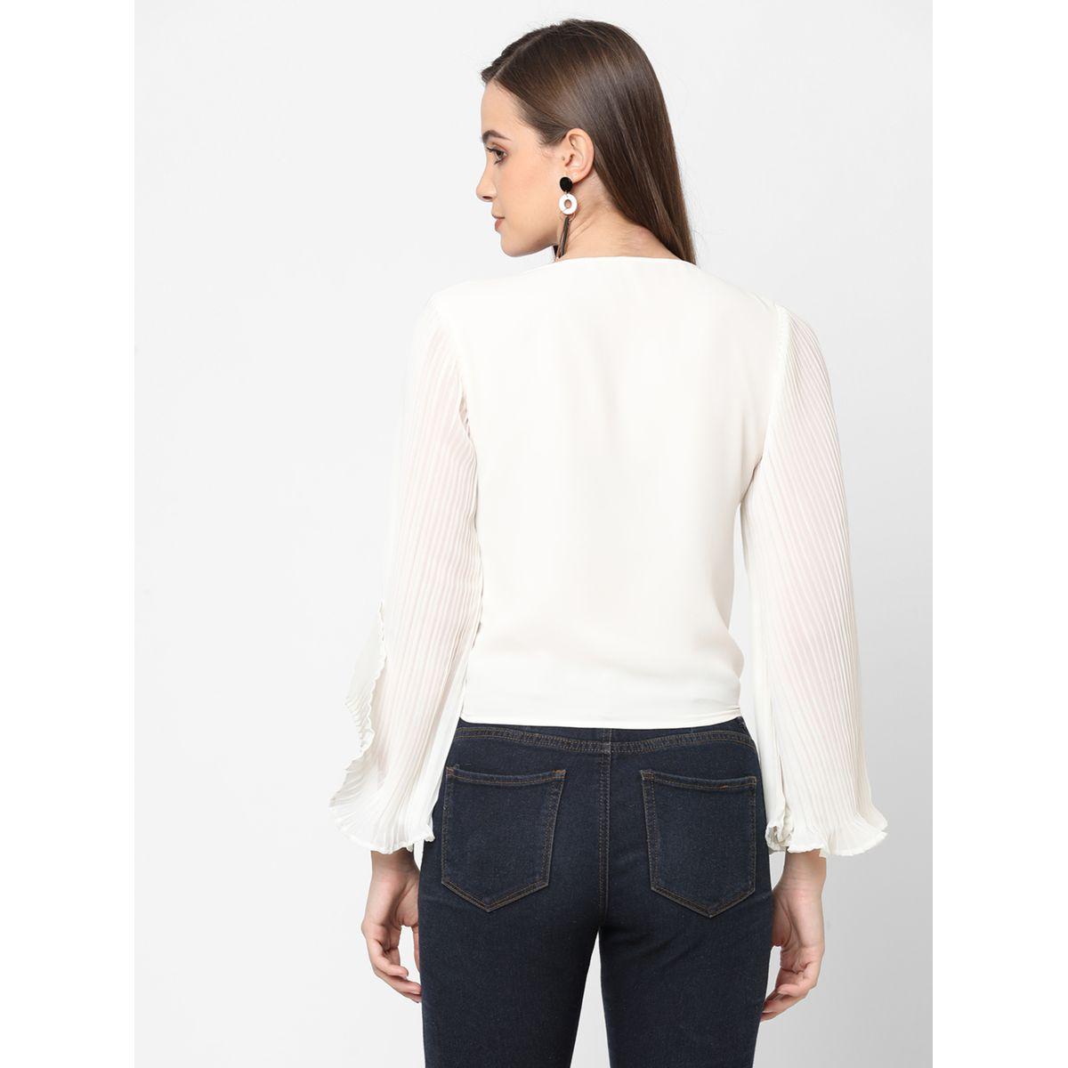 بلوزة جيورجيت باكمام واسعة وكسرات ميش × ستايلي-women-clothing-shirtsandblouses-blouses-image-2