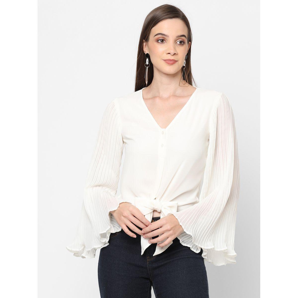 بلوزة جيورجيت باكمام واسعة وكسرات ميش × ستايلي-women-clothing-shirtsandblouses-blouses-image-3