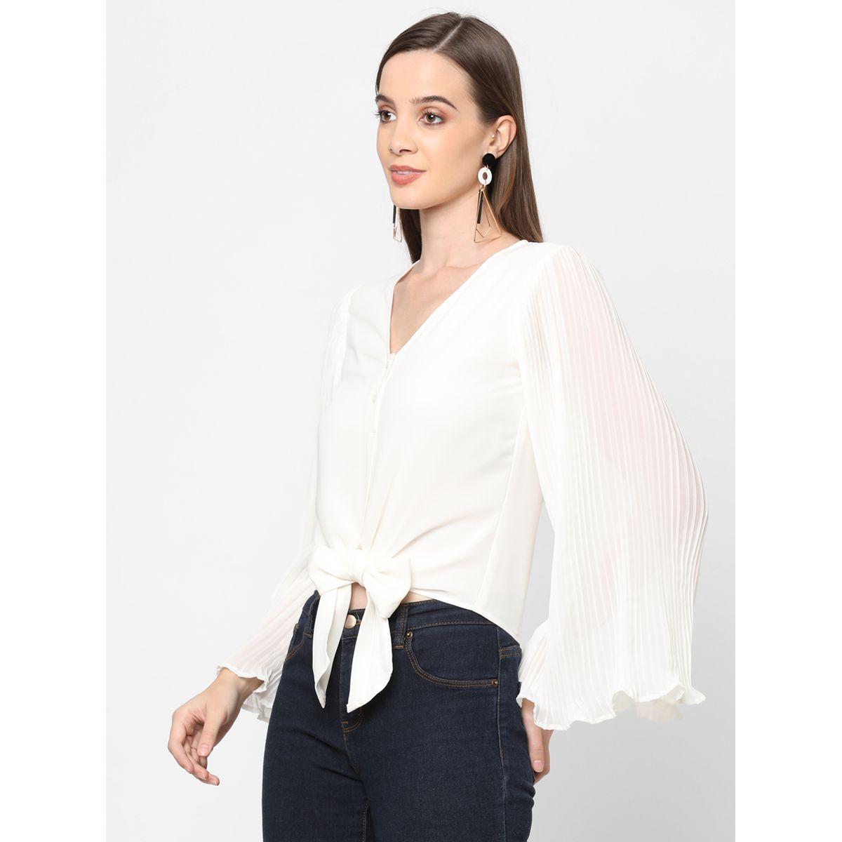 بلوزة جيورجيت باكمام واسعة وكسرات ميش × ستايلي-women-clothing-shirtsandblouses-blouses-image-5