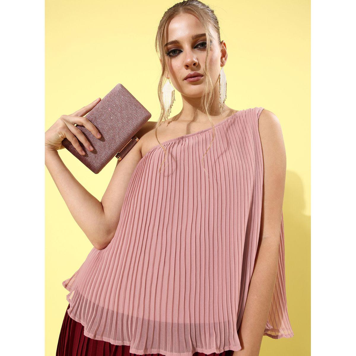 Mish X Styli  One Shoulder Neck Pleated Top-women-clothing-shirtsandblouses-blouses-image-1