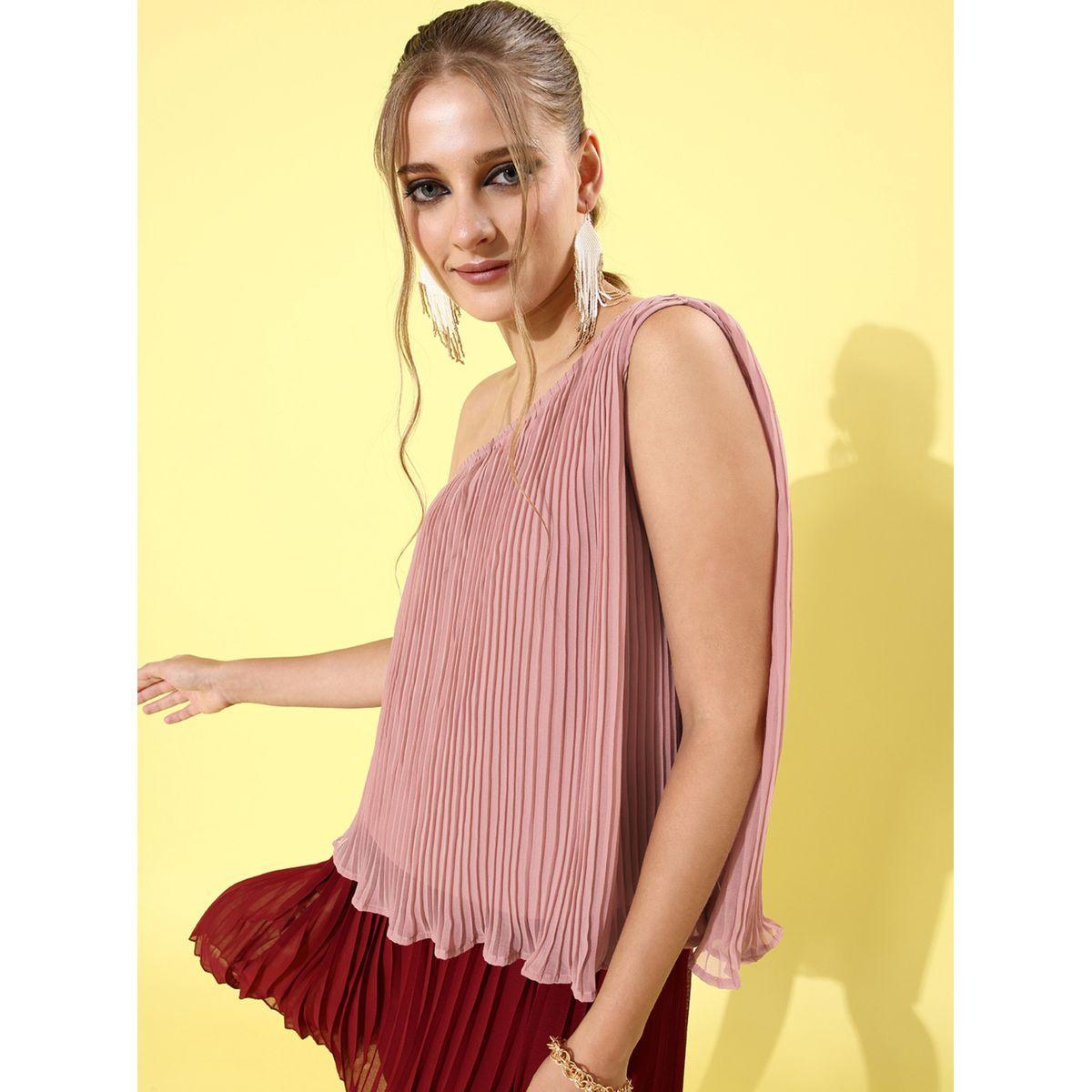Mish X Styli  One Shoulder Neck Pleated Top-women-clothing-shirtsandblouses-blouses-image-4