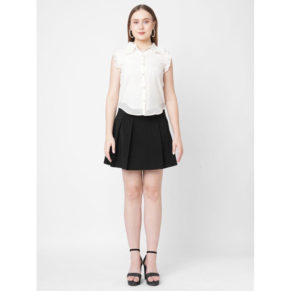 بلوزة جيورجيت مزينة بكشكش ميش × ستايلي-women-clothing-shirtsandblouses-shirts-image-3