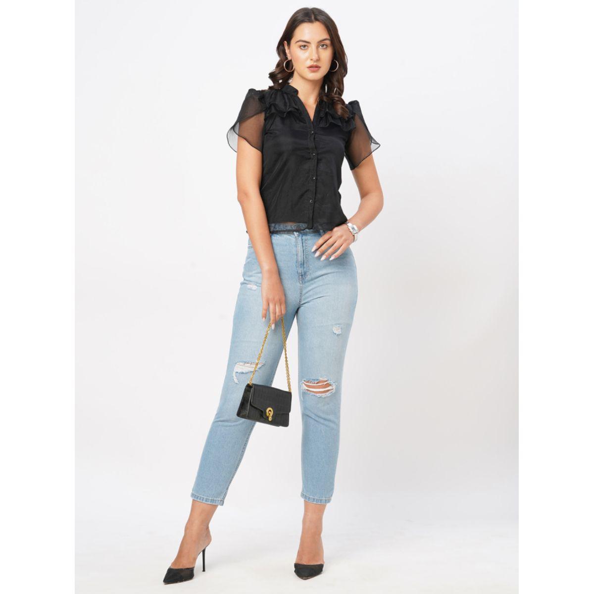 بلوزة بتفاصيل كشكش مع ازرار ميش × ستايلي-women-clothing-shirtsandblouses-blouses-image-1