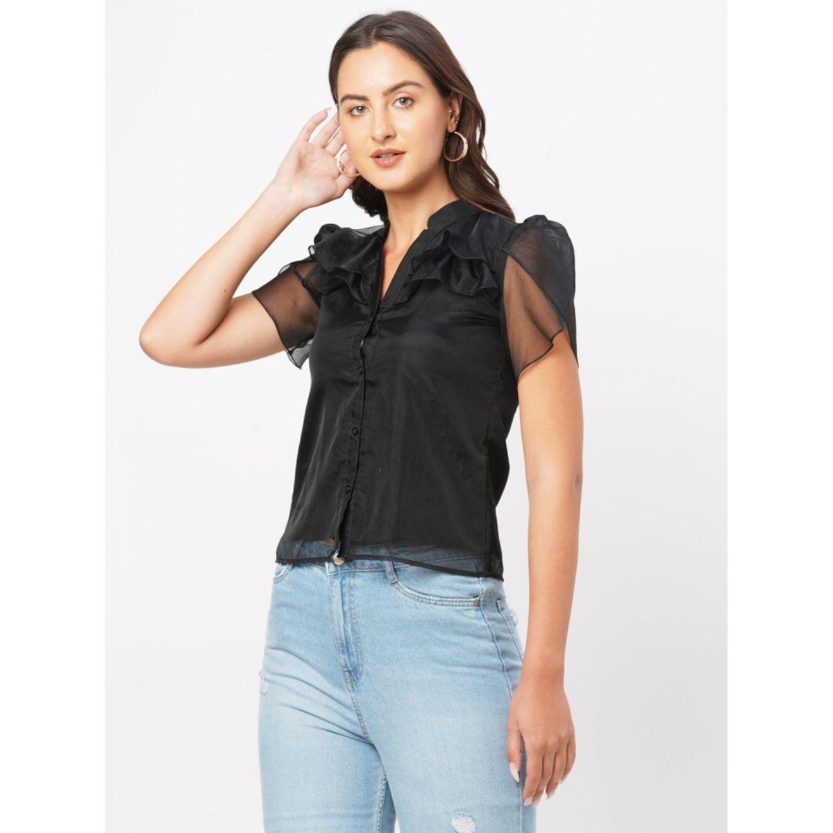 بلوزة بتفاصيل كشكش مع ازرار ميش × ستايلي-women-clothing-shirtsandblouses-blouses-image-3
