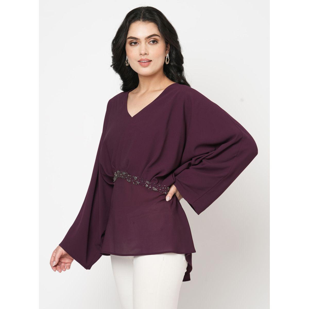 Mish X Styli  Kimono Style Loose Top with Embellished Waist-women-clothing-shirtsandblouses-shirts-image-2
