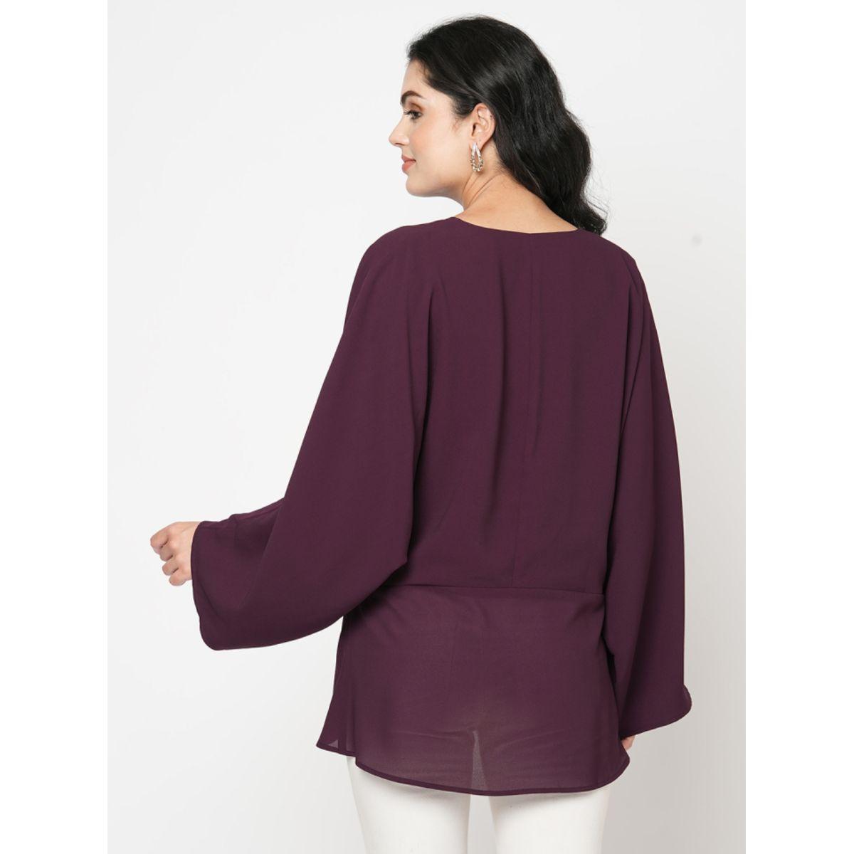 بلوزة واسعة بتصميم كيمونو مع خصر منمق ميش × ستايلي-women-clothing-shirtsandblouses-shirts-image-3