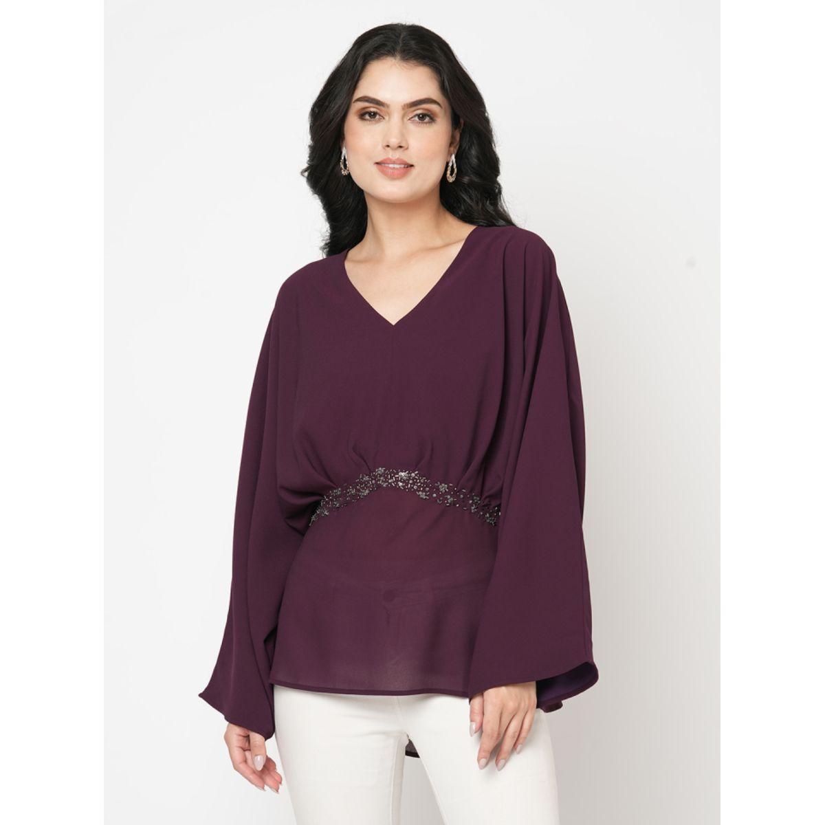 بلوزة واسعة بتصميم كيمونو مع خصر منمق ميش × ستايلي-women-clothing-shirtsandblouses-shirts-image-4