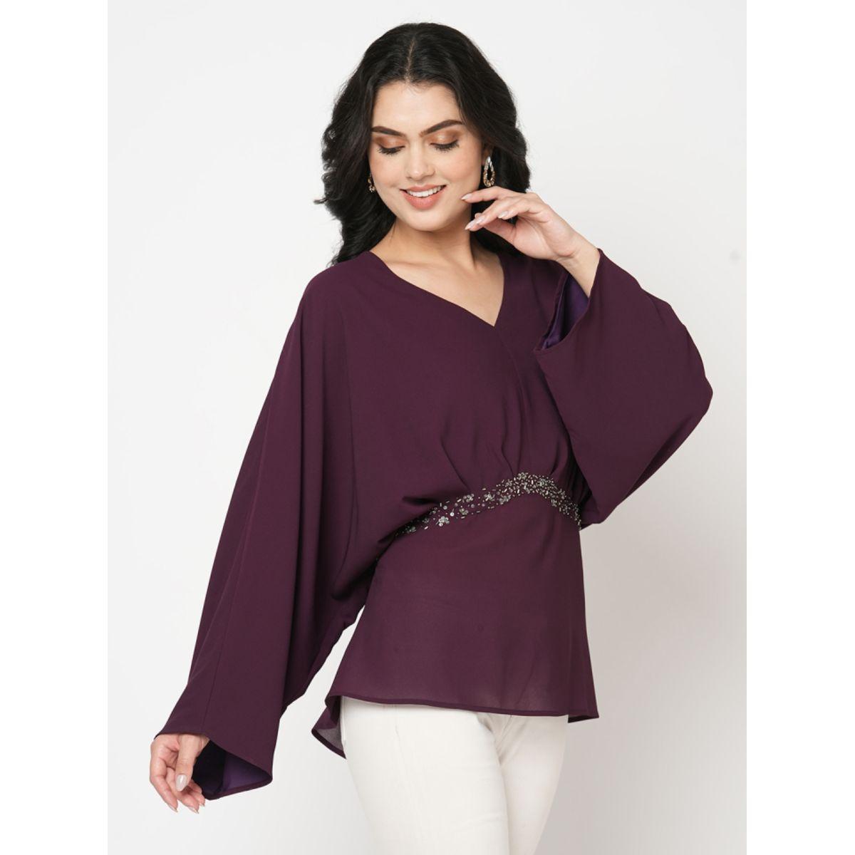Mish X Styli  Kimono Style Loose Top with Embellished Waist-women-clothing-shirtsandblouses-shirts-image-5