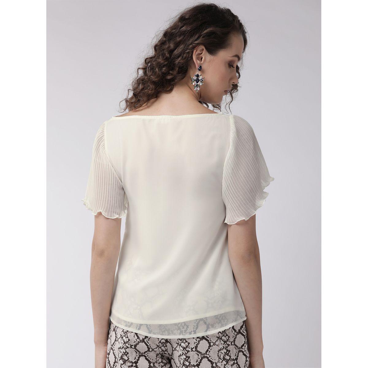 Mish X Styli  Solid Boat Neck Top with Plisse Sleeves-women-clothing-shirtsandblouses-blouses-image-5