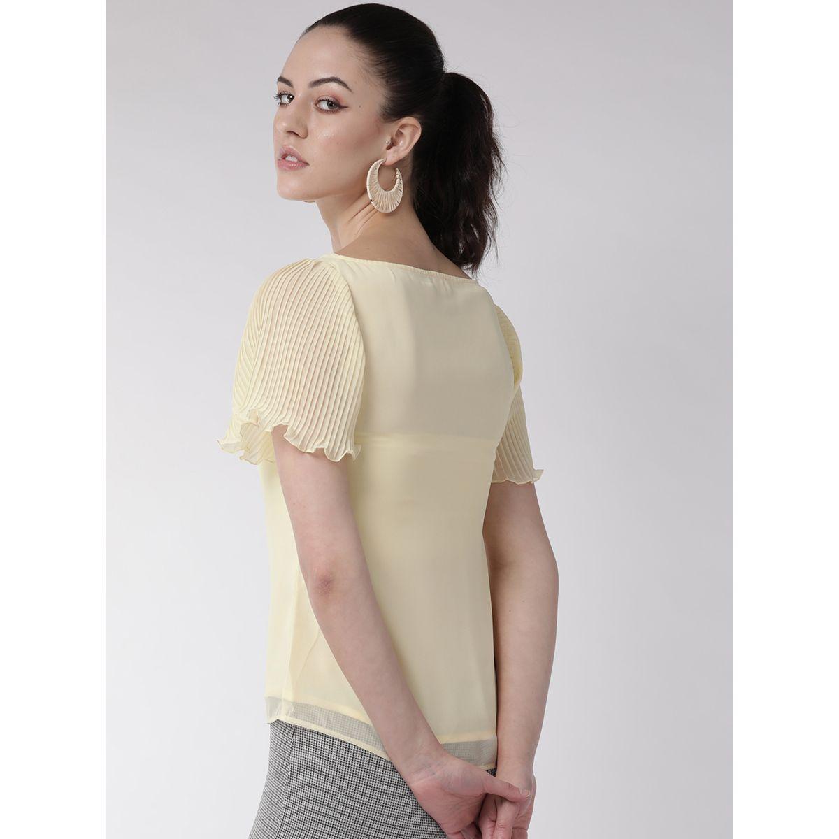 Mish X Styli  Solid Boat Neck Top with Pleated Sleeves-women-clothing-shirtsandblouses-blouses-image-5