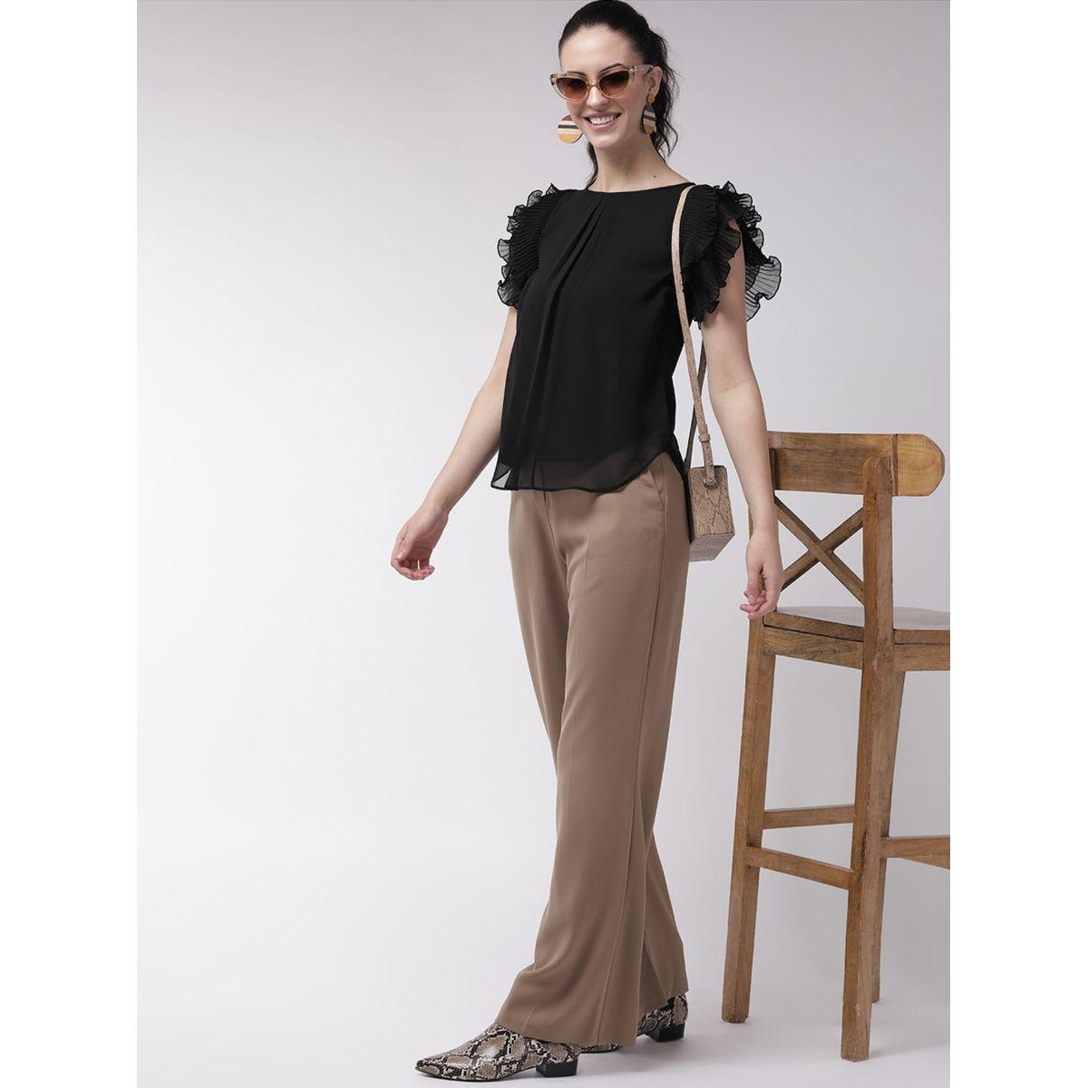 Mish X Styli  Solid Ruffled Top with Curved Hem-women-clothing-shirtsandblouses-blouses-image-1