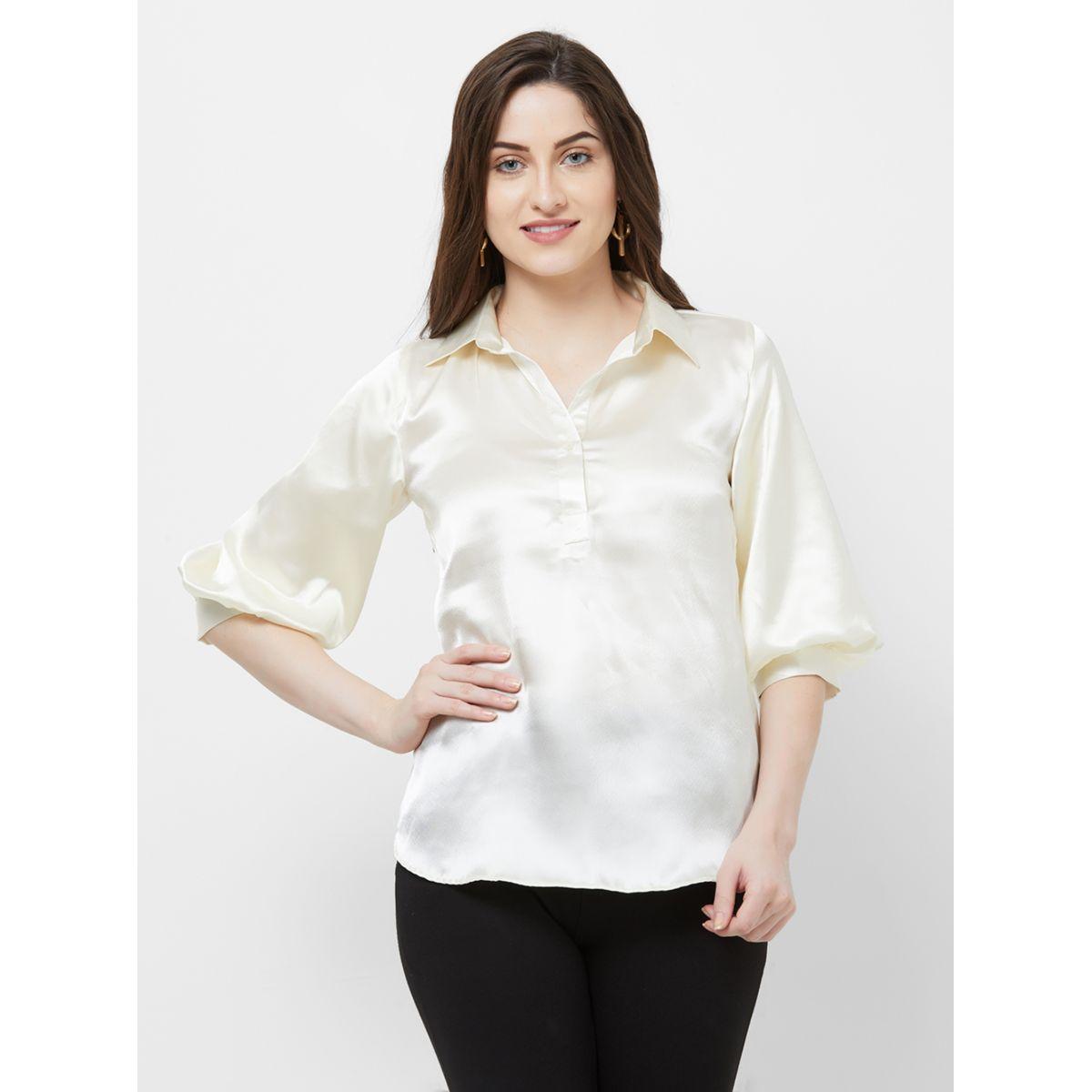Mish X Styli  Solid Shirt Style Top with Cuffed Sleeves-women-clothing-shirtsandblouses-shirts-image-3