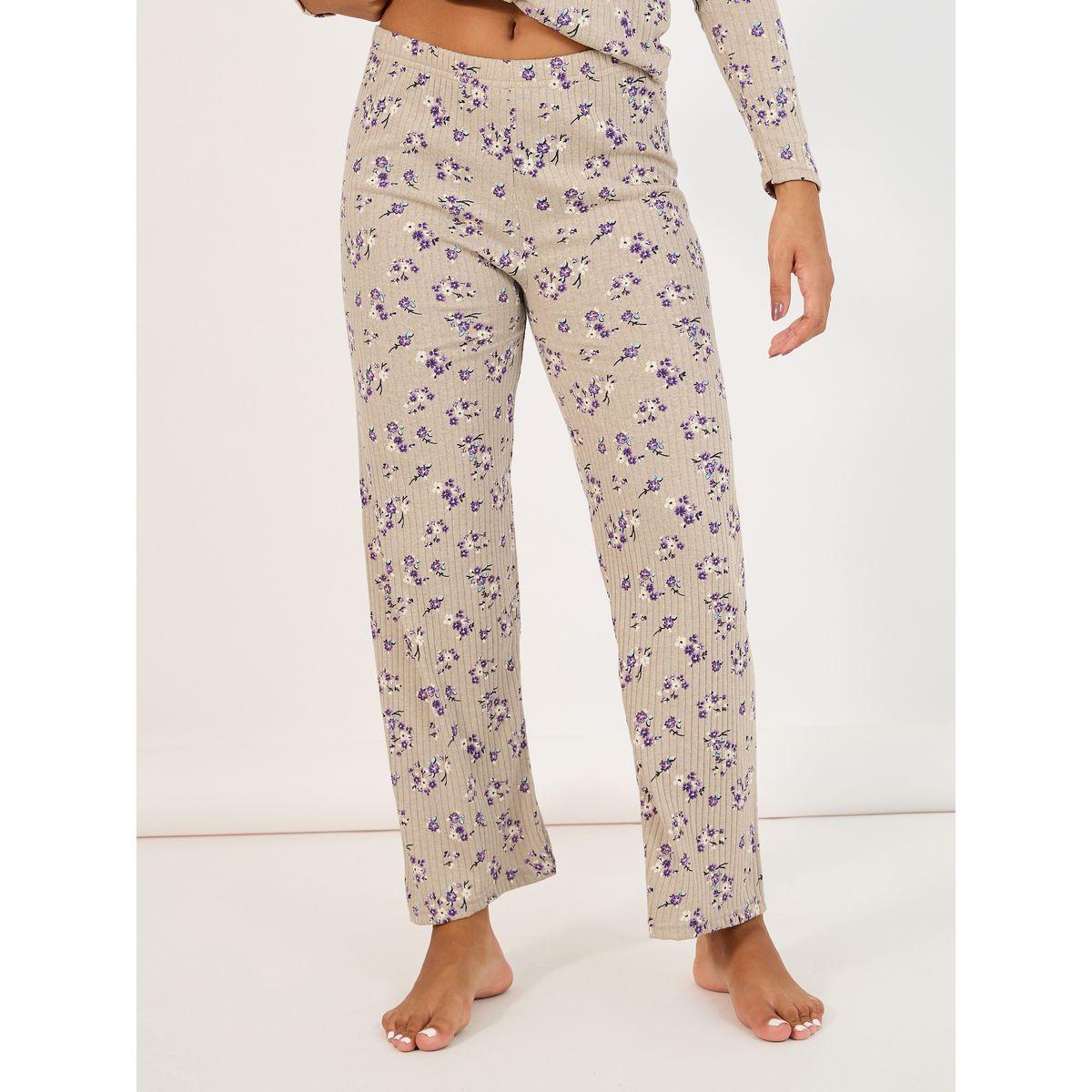 طقم من بنطال بيجاما وبلوزة بطبعة زهور-women-clothing-nightwear-pyjamas-longsets-image-5