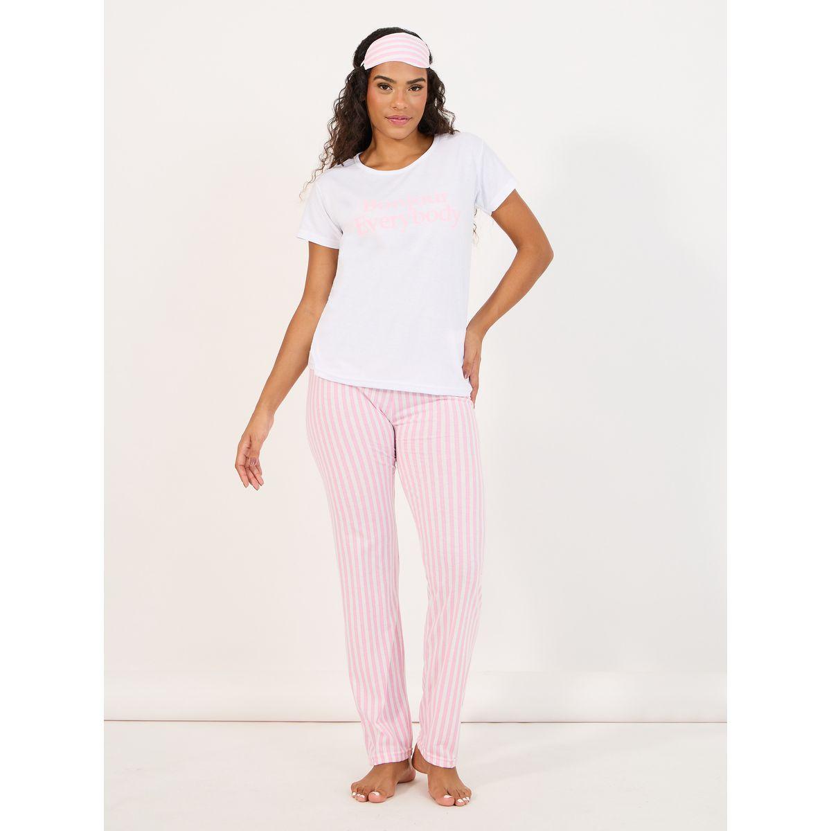 طقم من بنطال بيجاما وتيشيرت مع قناع عين-women-clothing-nightwear-pyjamas-longsets-image-1