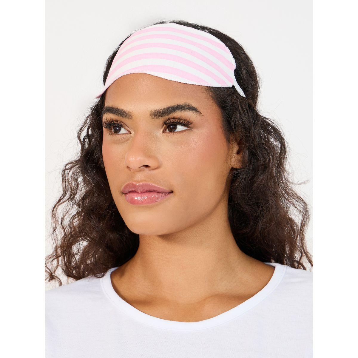Styli Bonjour Slogan Print T-Shirt, Eyemask & Stripe Pyjama Set-women-clothing-nightwear-pyjamas-longsets-image-4