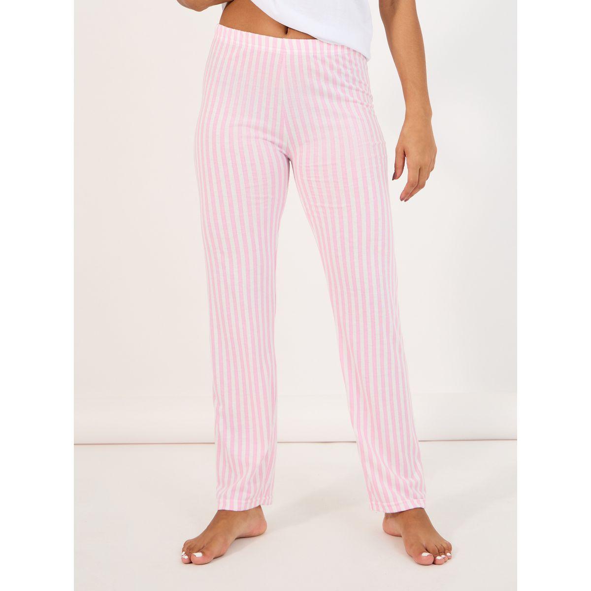 Styli Bonjour Slogan Print T-Shirt, Eyemask & Stripe Pyjama Set-women-clothing-nightwear-pyjamas-longsets-image-6