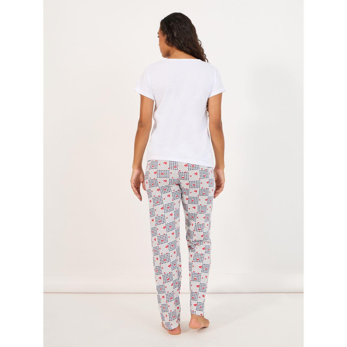 طقم من بنطال بيجاما وتيشيرت مع قناع عين-women-clothing-nightwear-pyjamas-longsets-image-5