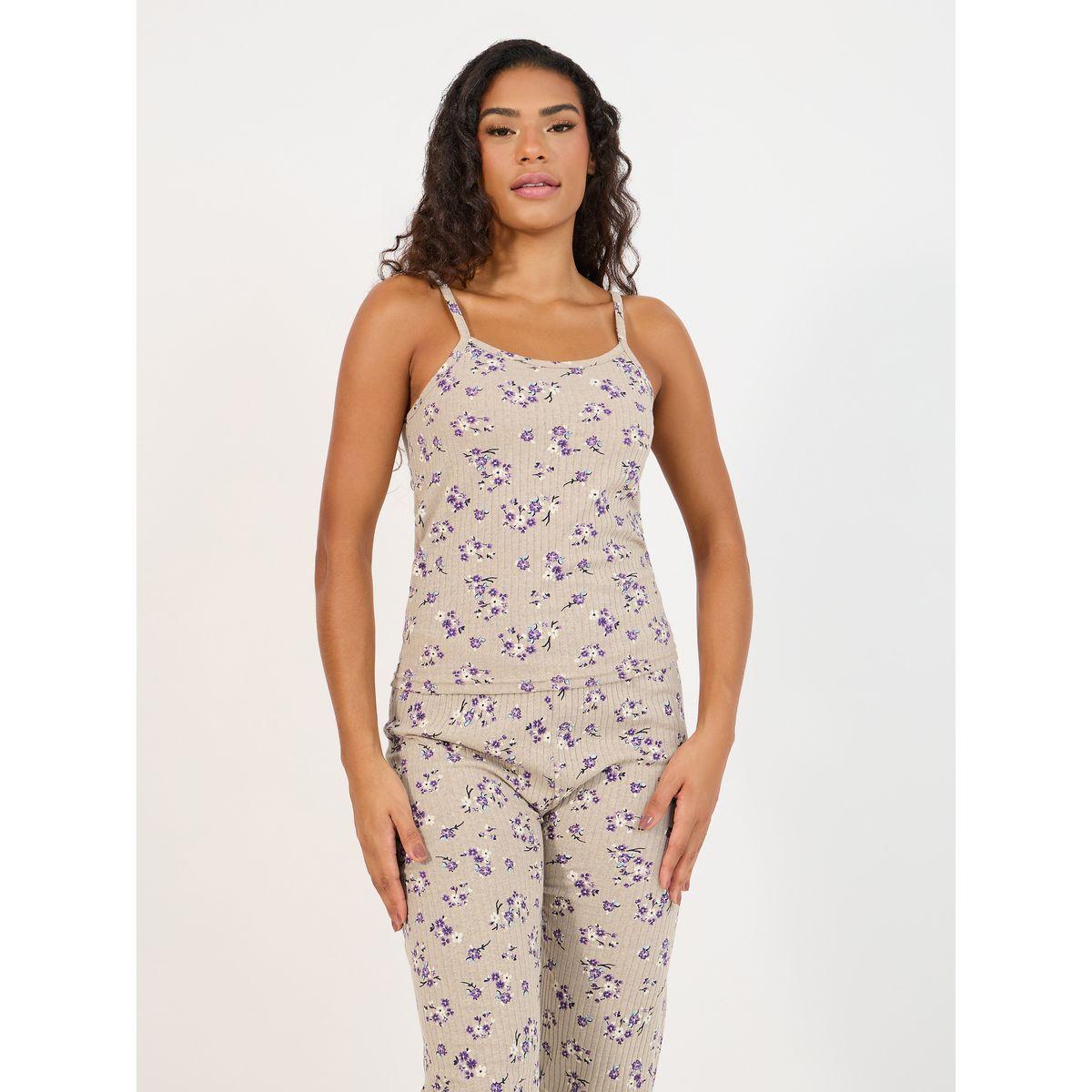 طقم من بنطال بيجاما مع بلوزة كامي مطبعة بالكامل-women-clothing-nightwear-pyjamas-longsets-image-2