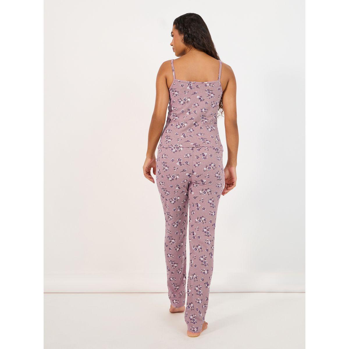 طقم من بنطال بيجاما مع بلوزة كامي مطبعة بالكامل-women-clothing-nightwear-pyjamas-longsets-image-4