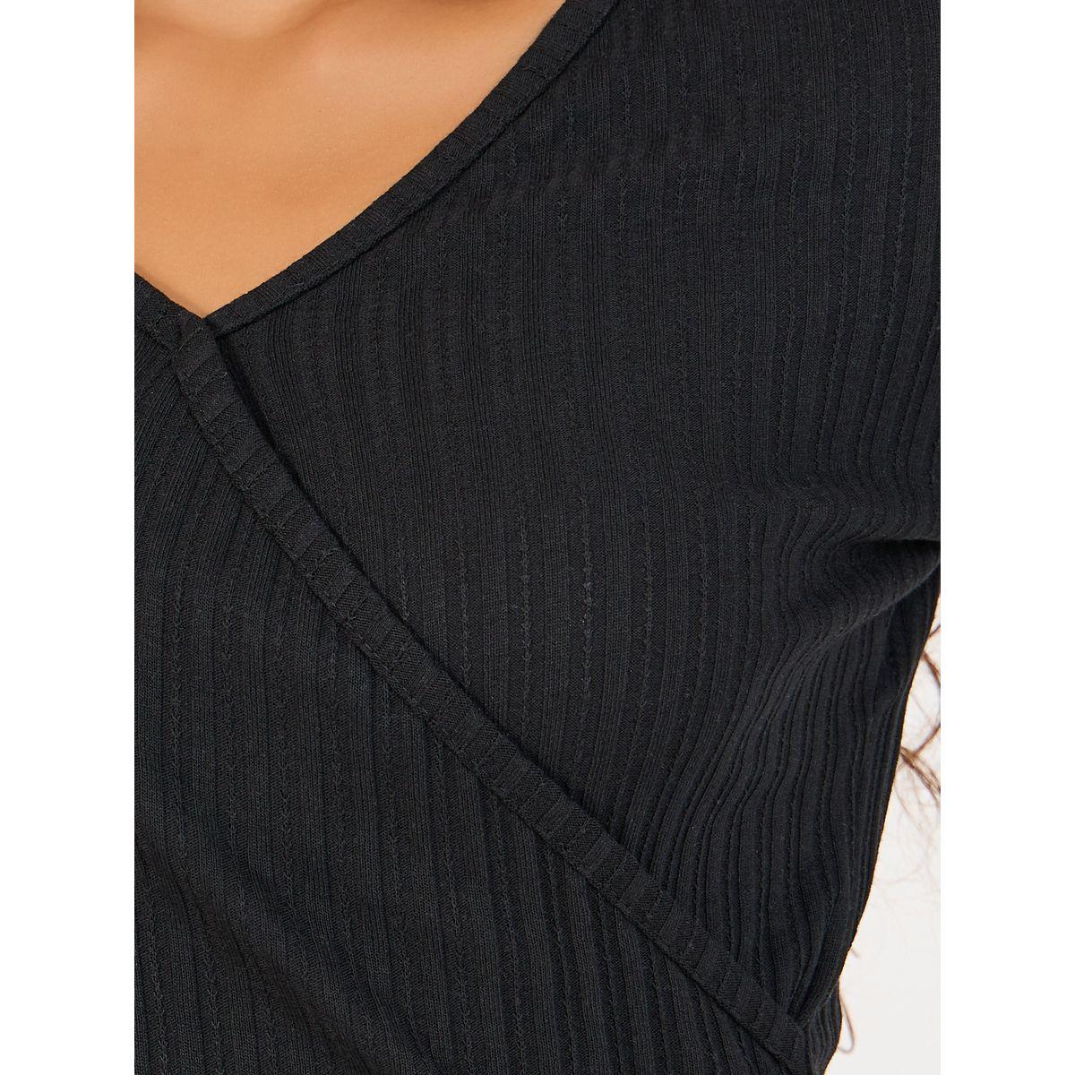 طقم من بنطال واسع مع بلوزة بنمط لف وأربطة-women-clothing-coordsets-image-4