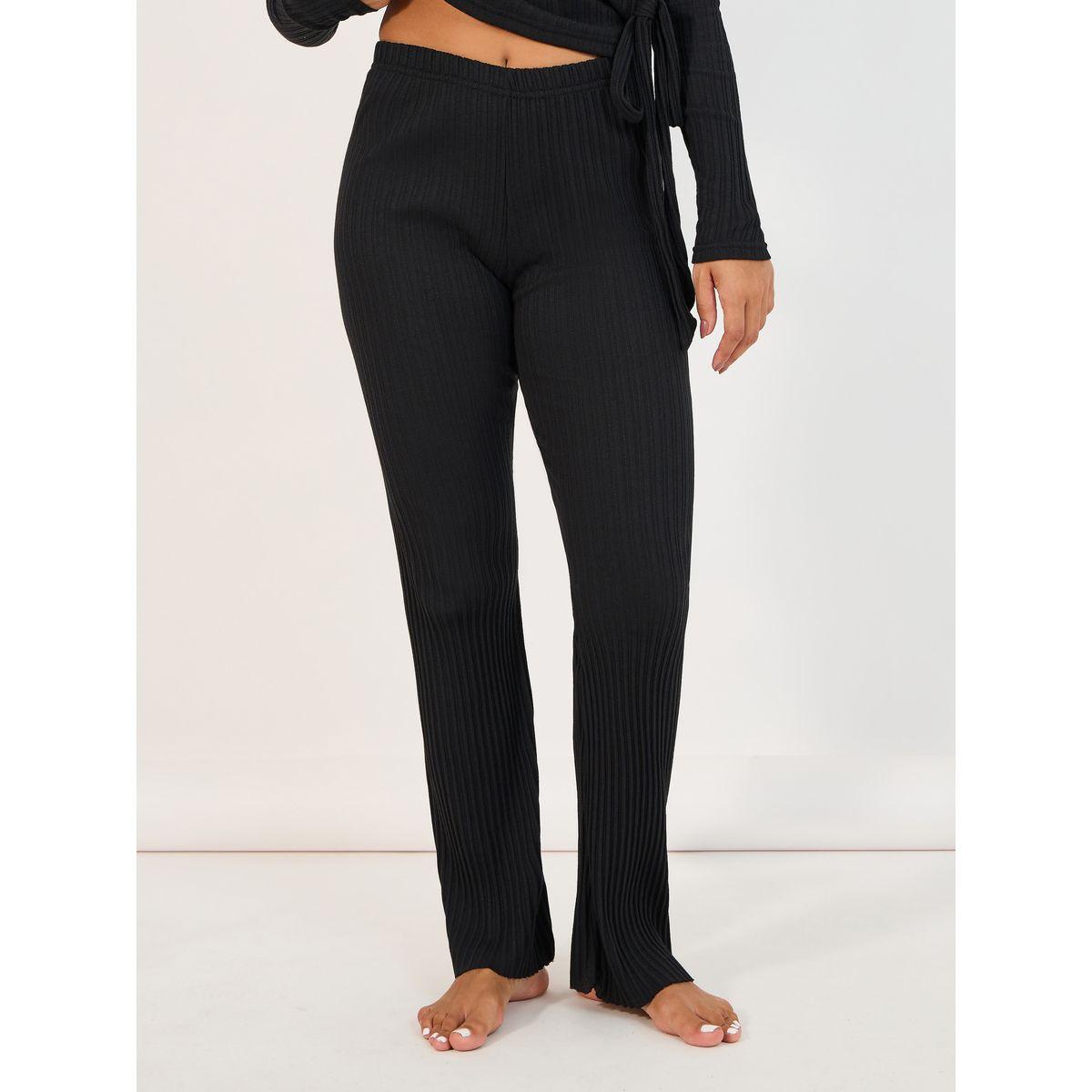 طقم من بنطال واسع مع بلوزة بنمط لف وأربطة-women-clothing-coordsets-image-6