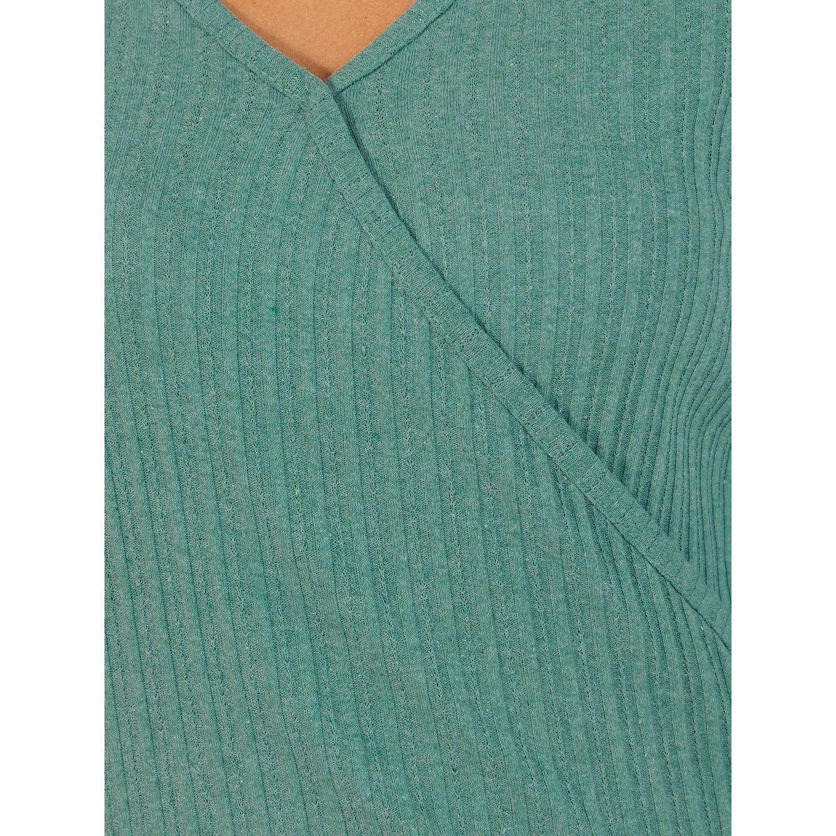 Styli Brushed Rib Wrap Tie Top & Flared Trouser Lounge Set-women-clothing-coordsets-image-3