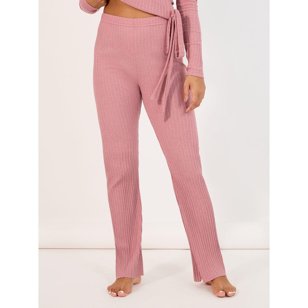 طقم من بنطال واسع مع بلوزة بنمط لف وأربطة-women-clothing-coordsets-image-5