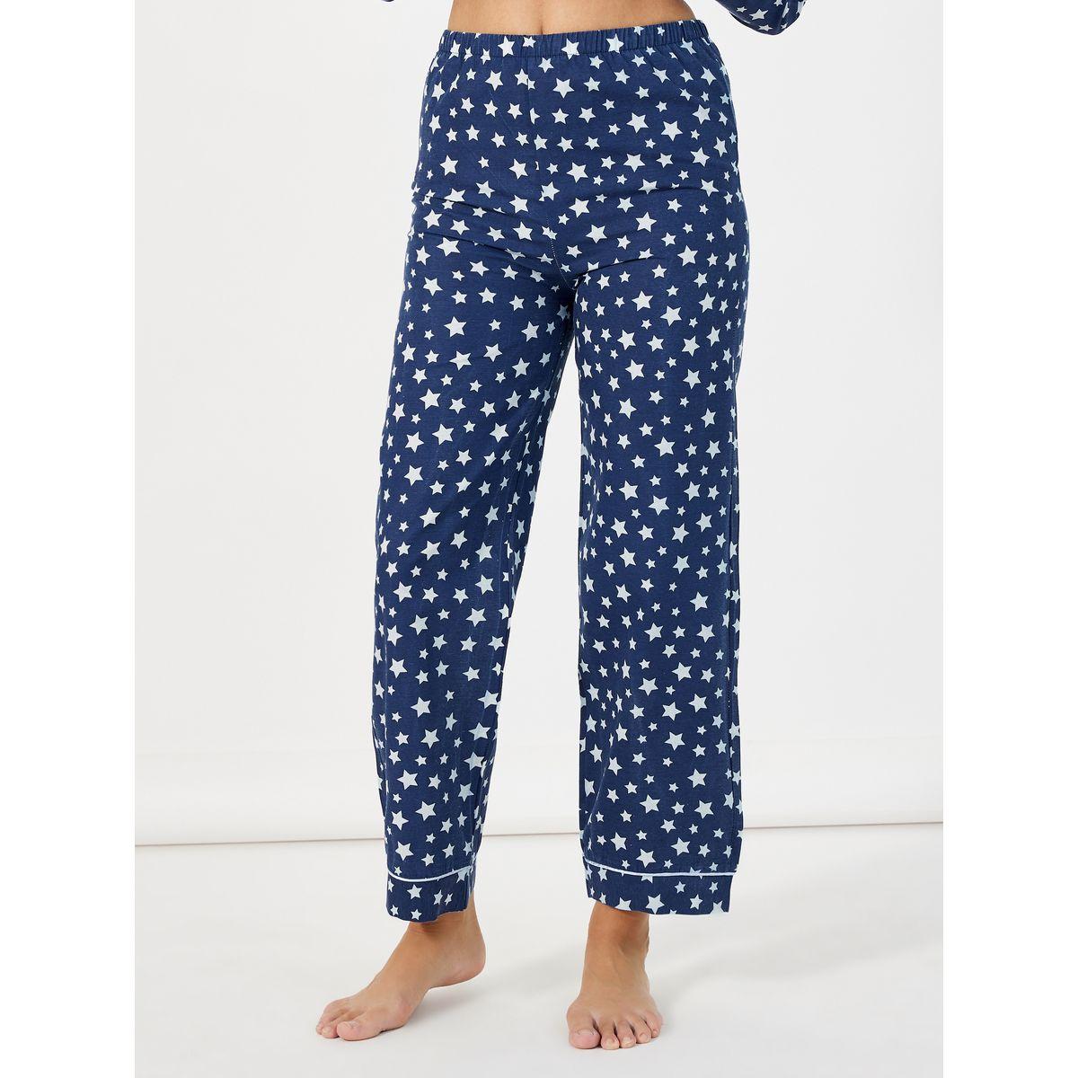 Styli Cotton Linen Star Print Shirt & Pyjama Set-women-clothing-nightwear-pyjamas-longsets-image-5