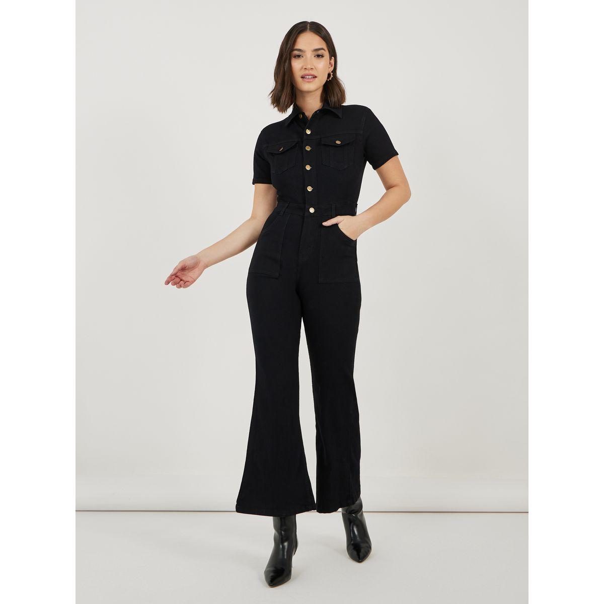 Styli Button Front Detail Flared Denim Jumpsuit-women-clothing-jumpsuits-image-2