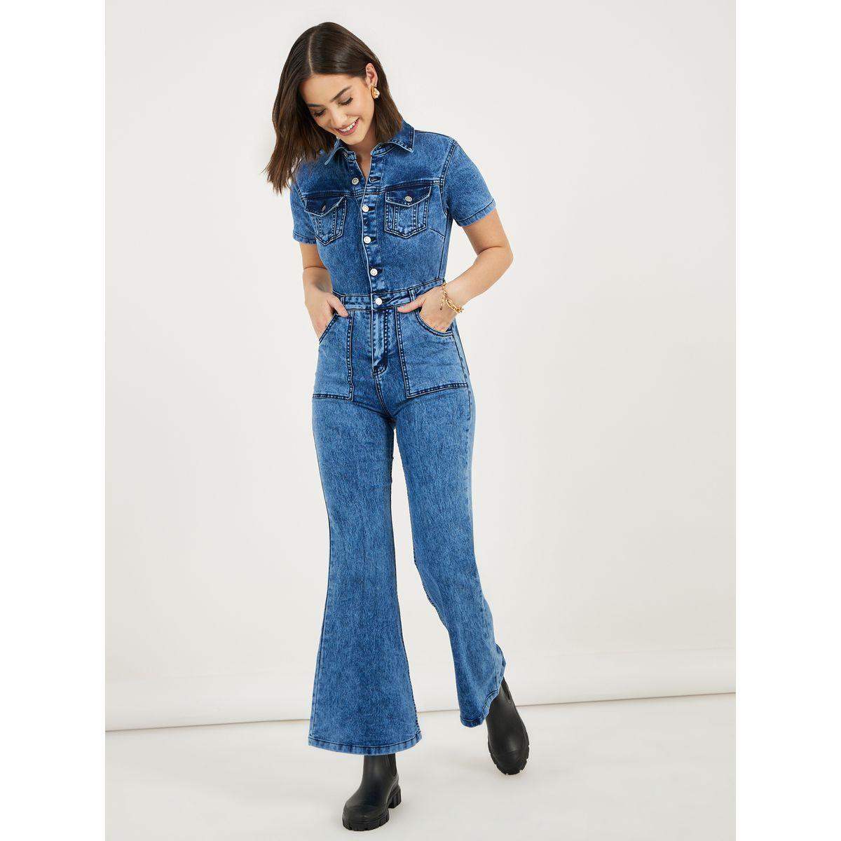 Styli Button Front Detail Flared Denim Jumpsuit-women-clothing-jumpsuits-image-1