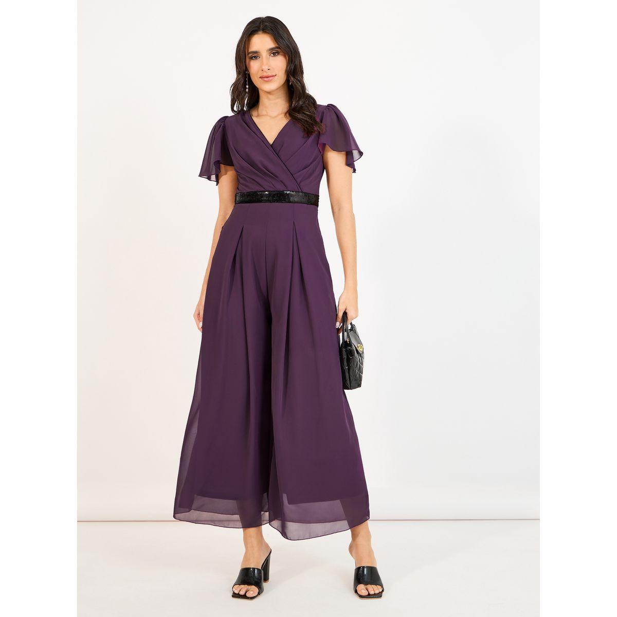 Styli Wide Leg Wrap Front Sequined Band Jumpsuit-women-clothing-jumpsuits-image-1