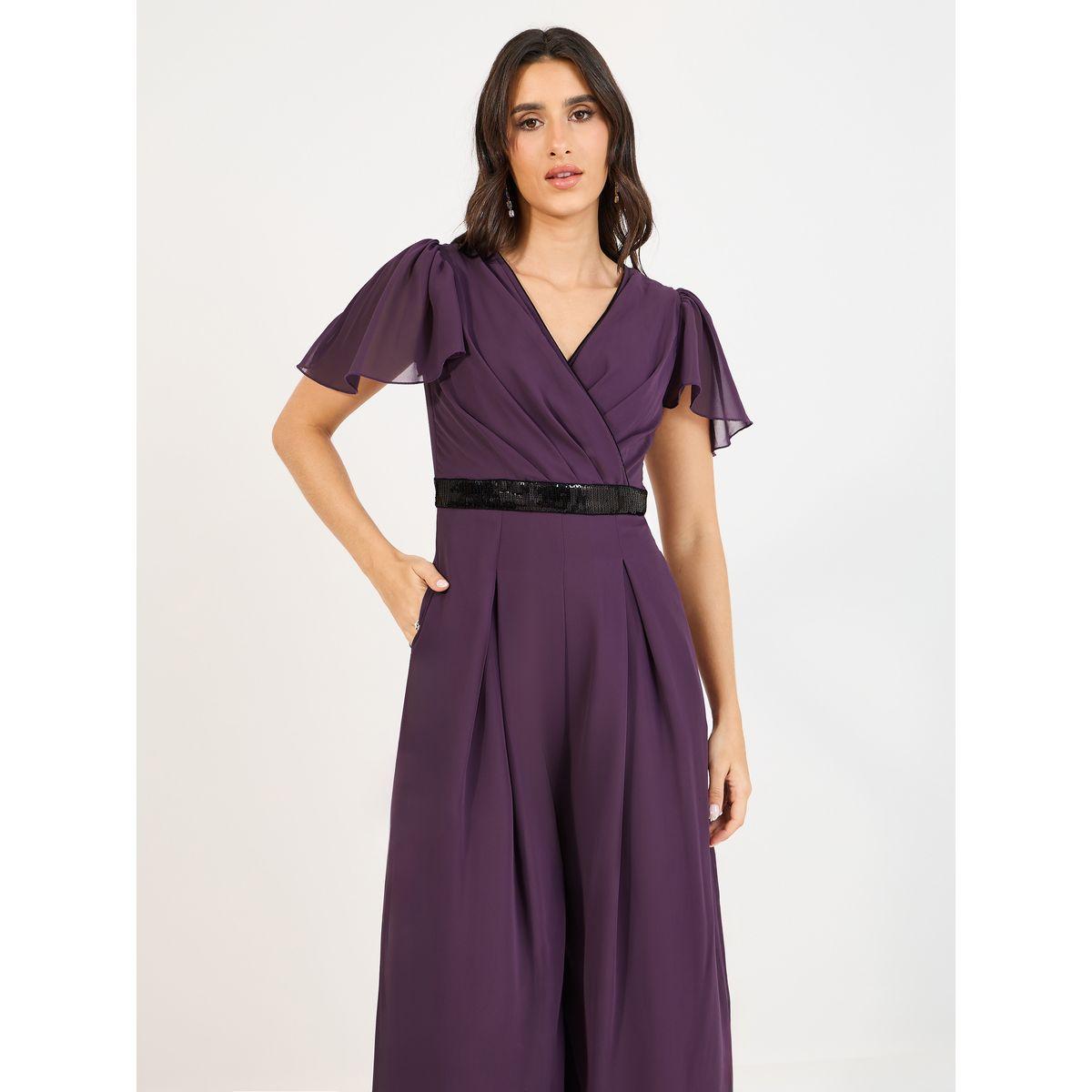 Styli Wide Leg Wrap Front Sequined Band Jumpsuit-women-clothing-jumpsuits-image-2