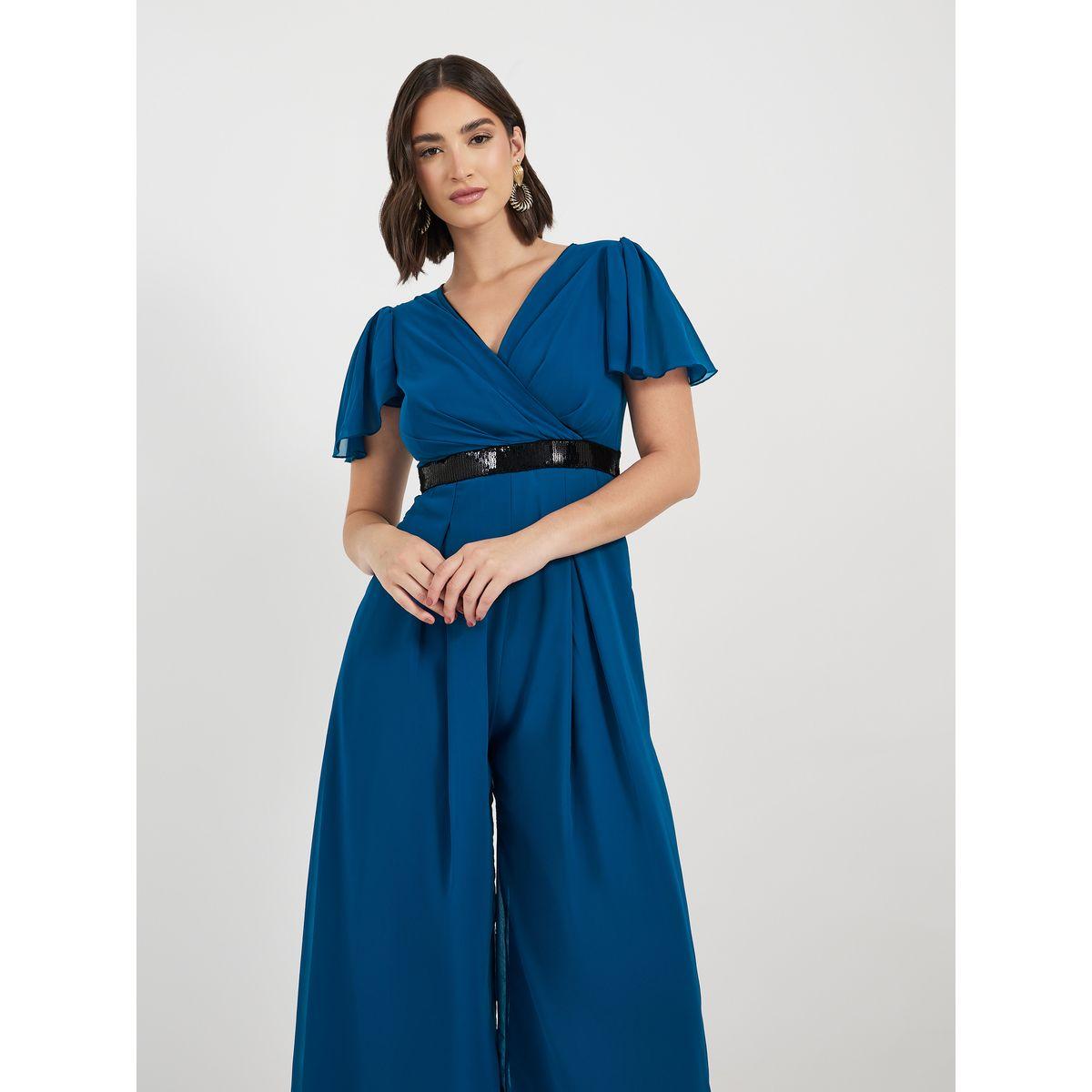 Styli Wide Leg Wrap Front Sequined Band Jumpsuit-women-clothing-jumpsuits-image-2