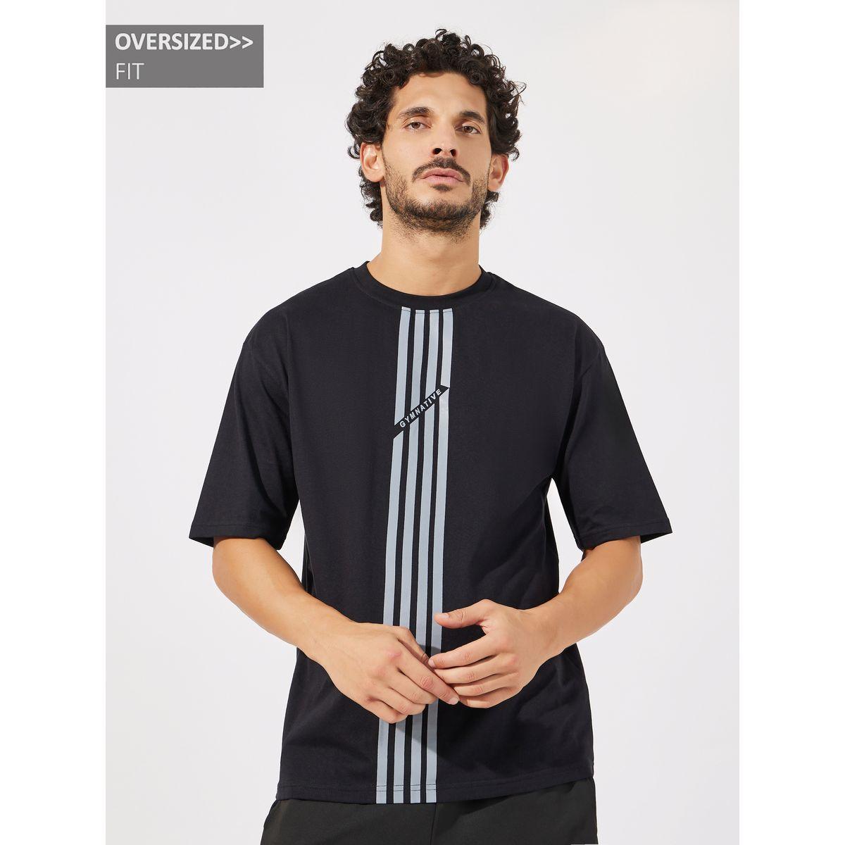 Styli Active Front Striped Oversized Athleisure T-Shirt-men-clothing-sportswearandactivewear-tshirtsandpolos-image-1