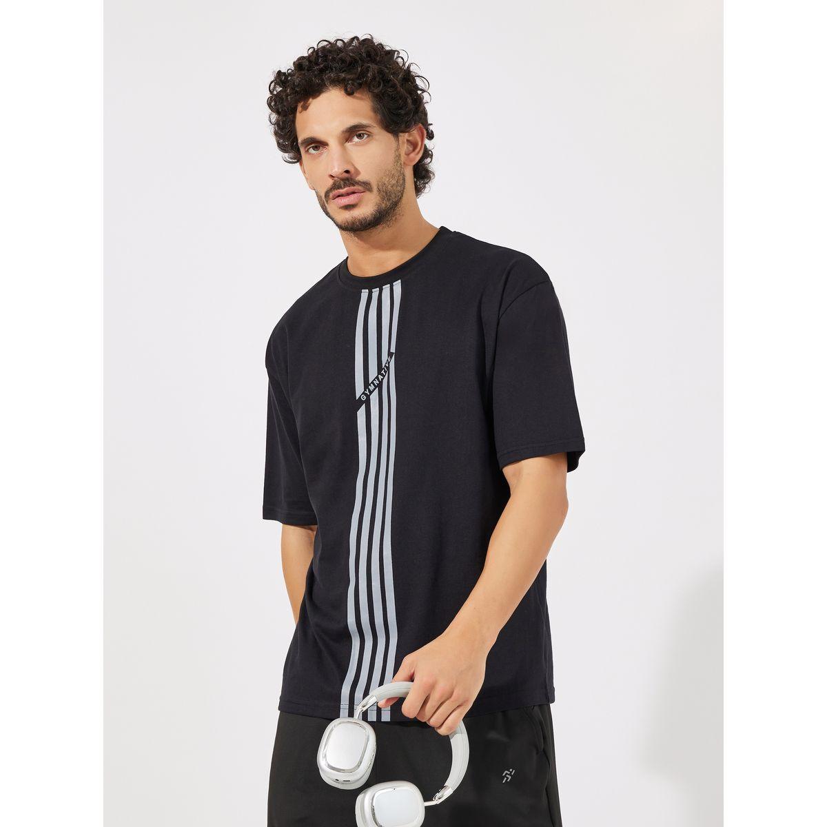 Styli Active Front Striped Oversized Athleisure T-Shirt-men-clothing-sportswearandactivewear-tshirtsandpolos-image-3