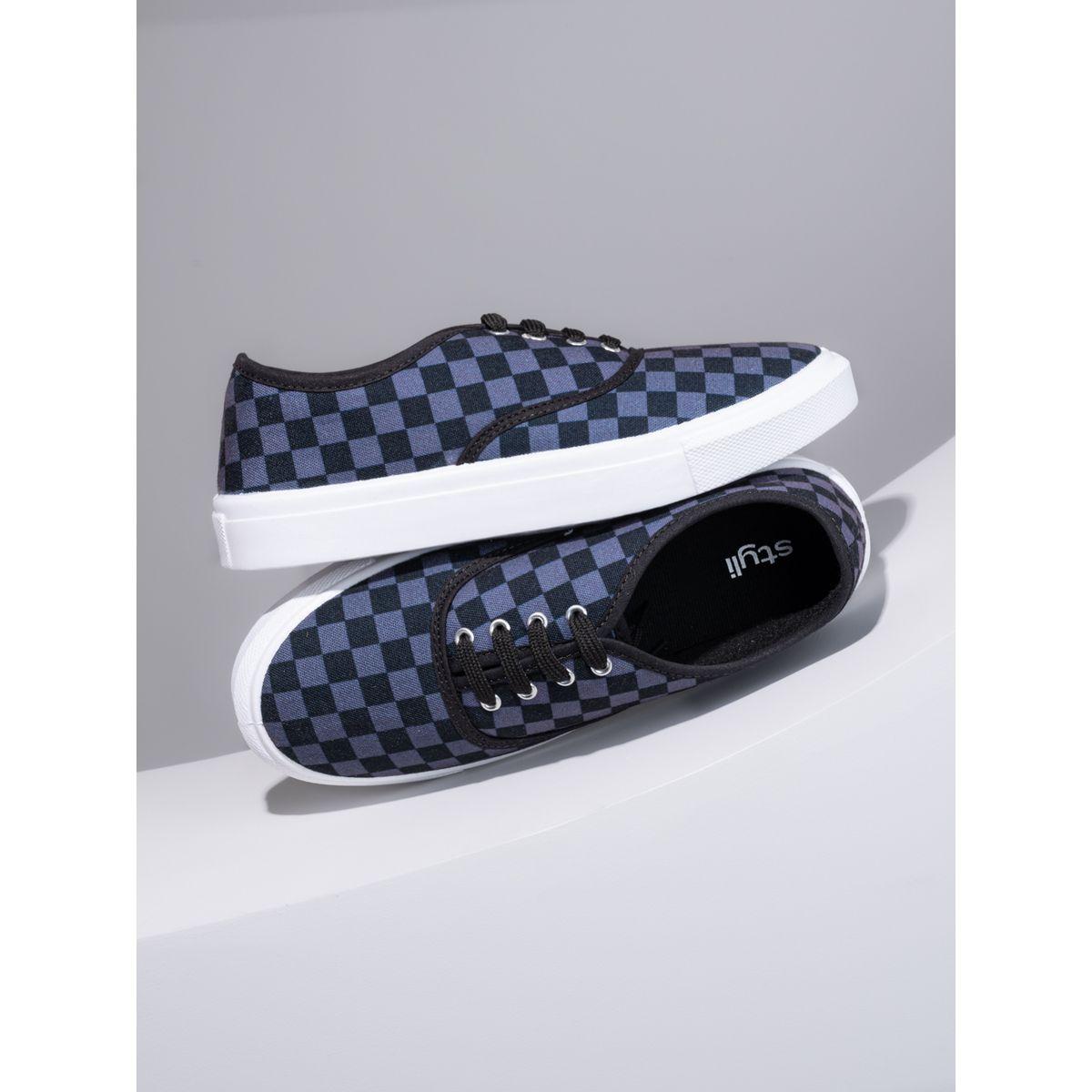 Styli Checkerboard Canvas Lace Up Sneakers-men-shoes-sneakers-image-1