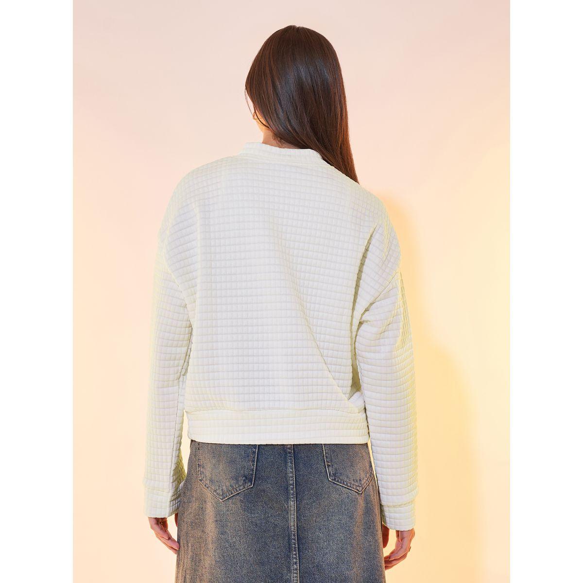 Styli Textured Zip Up Bomber Jacket with Dropped Shoulder-women-winterwear-coatsandjackets-jackets-image-4