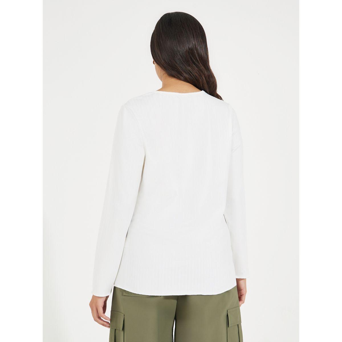 Take Two Rib Solid Round Neck T-Shirt with Long Sleeves-women-clothing-tshirts-image-5