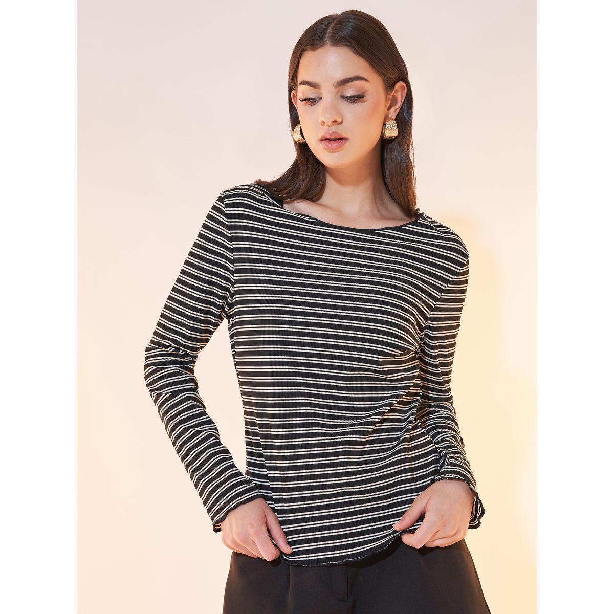 تيشيرت بياقة دائرية وأكمام طويلة-women-clothing-tshirts-image-1