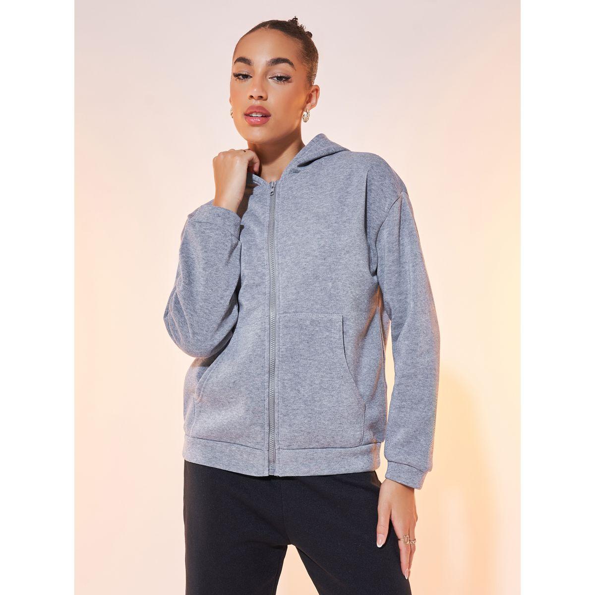 Styli Solid Hooded Zipper Jacket with Dropped Shoulder-women-winterwear-coatsandjackets-jackets-image-1