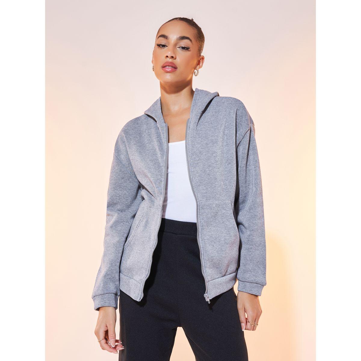 Styli Solid Hooded Zipper Jacket with Dropped Shoulder-women-winterwear-coatsandjackets-jackets-image-2
