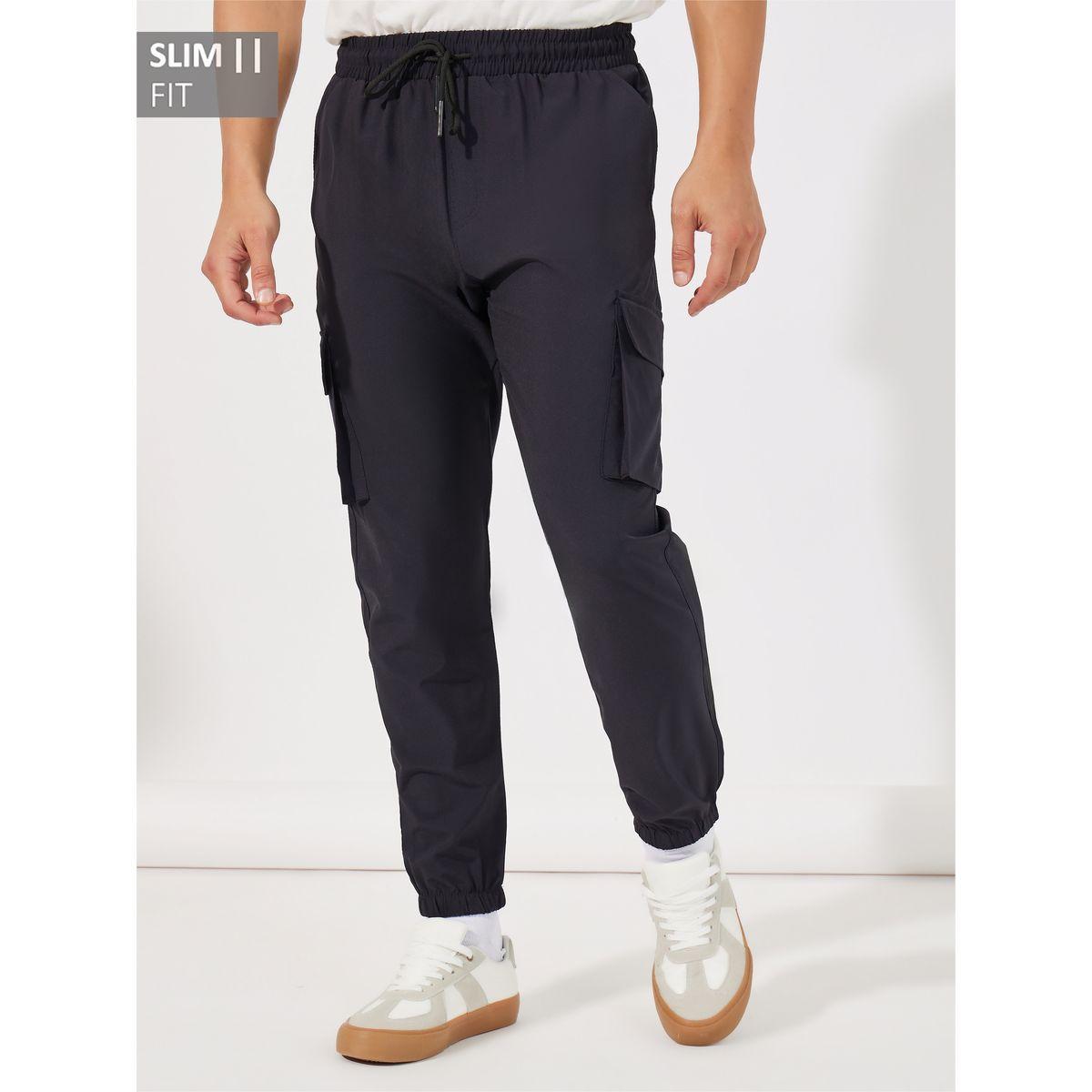 Styli Slim Fit Cargo Joggers with Elasticated Hem and Drawcord-men-clothing-bottoms-joggers-image-1