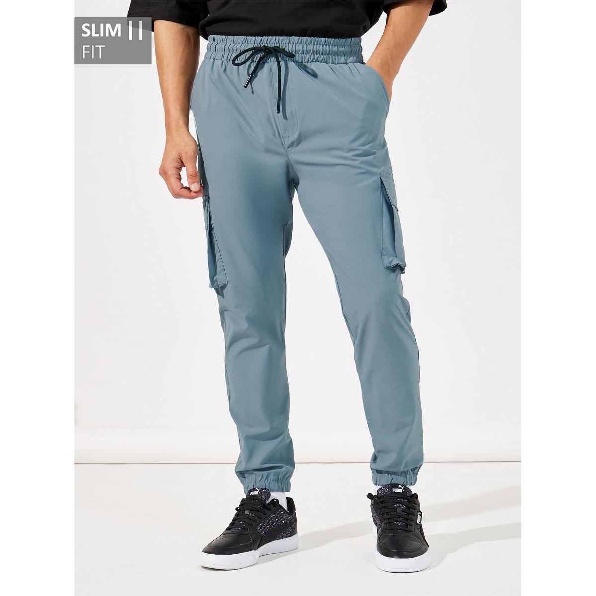 Styli Slim Fit Cargo Joggers with Elasticated Hem and Drawcord-men-clothing-bottoms-joggers-image-1