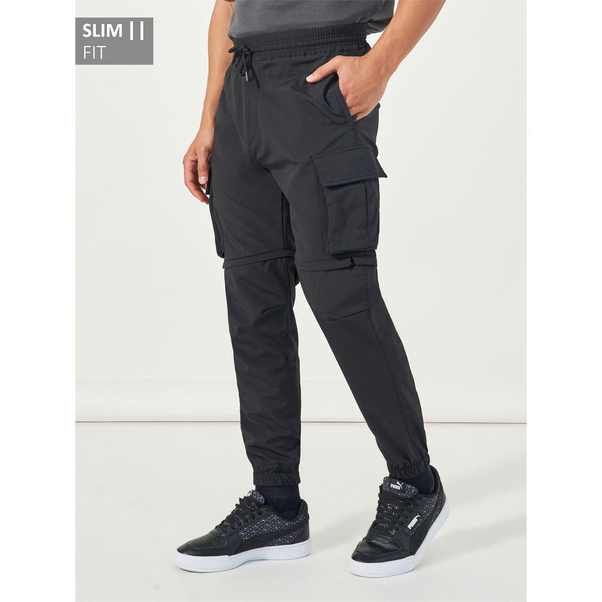 Styli Convertible Slim Fit Cargo Joggers with Elasticated Hem and Drawcord-men-clothing-bottoms-joggers-image-1
