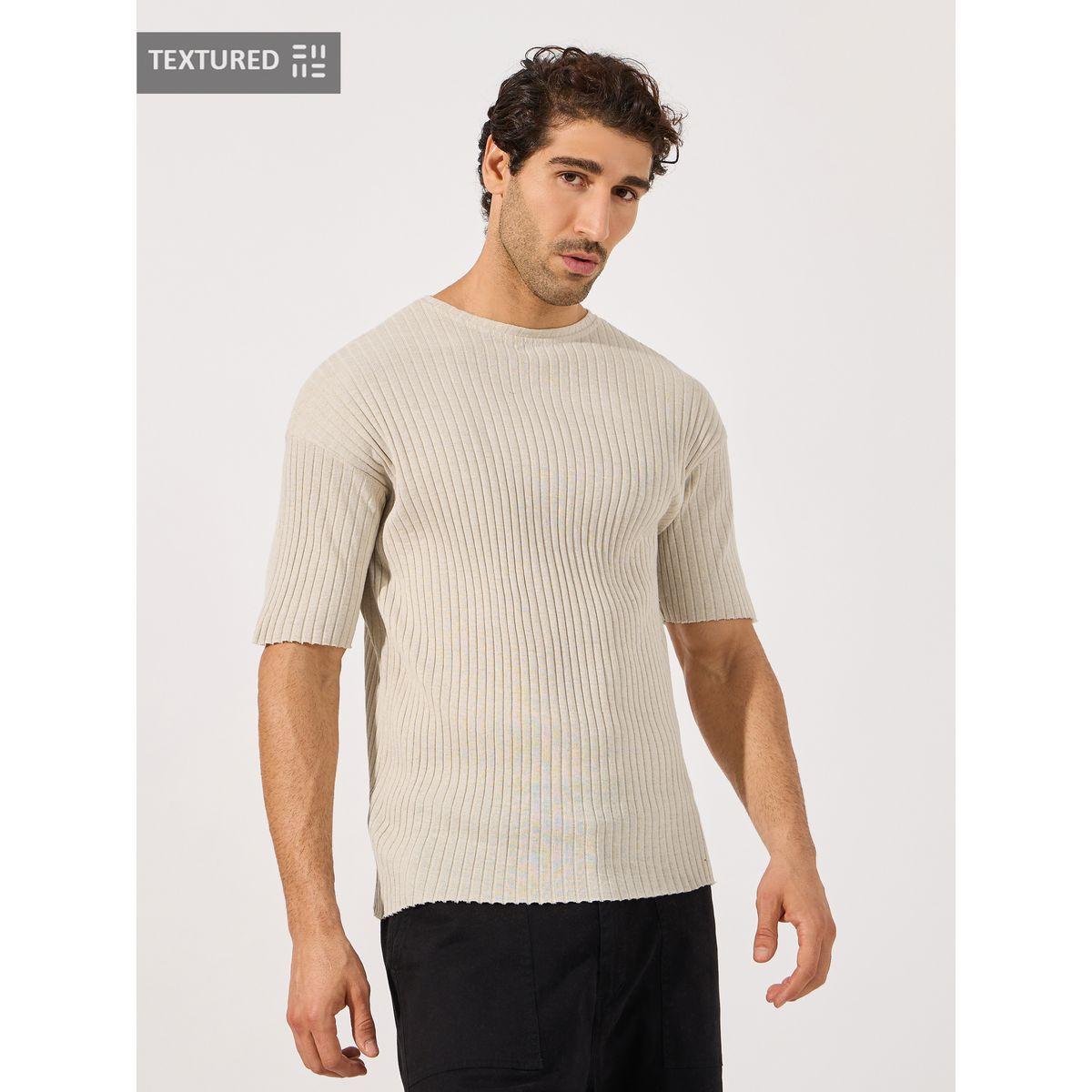 Styli Textured Flat Knit Regular T-Shirt-men-clothing-tshirtsandpolos-tshirts-image-1