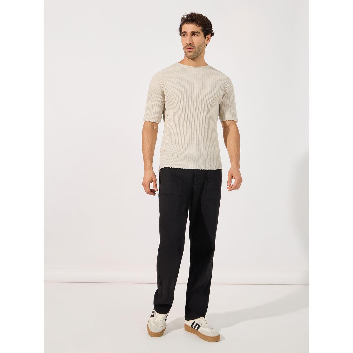 تيشيرت محبوك بقصة عادية وأكمام قصيرة-men-clothing-tshirtsandpolos-tshirts-image-3