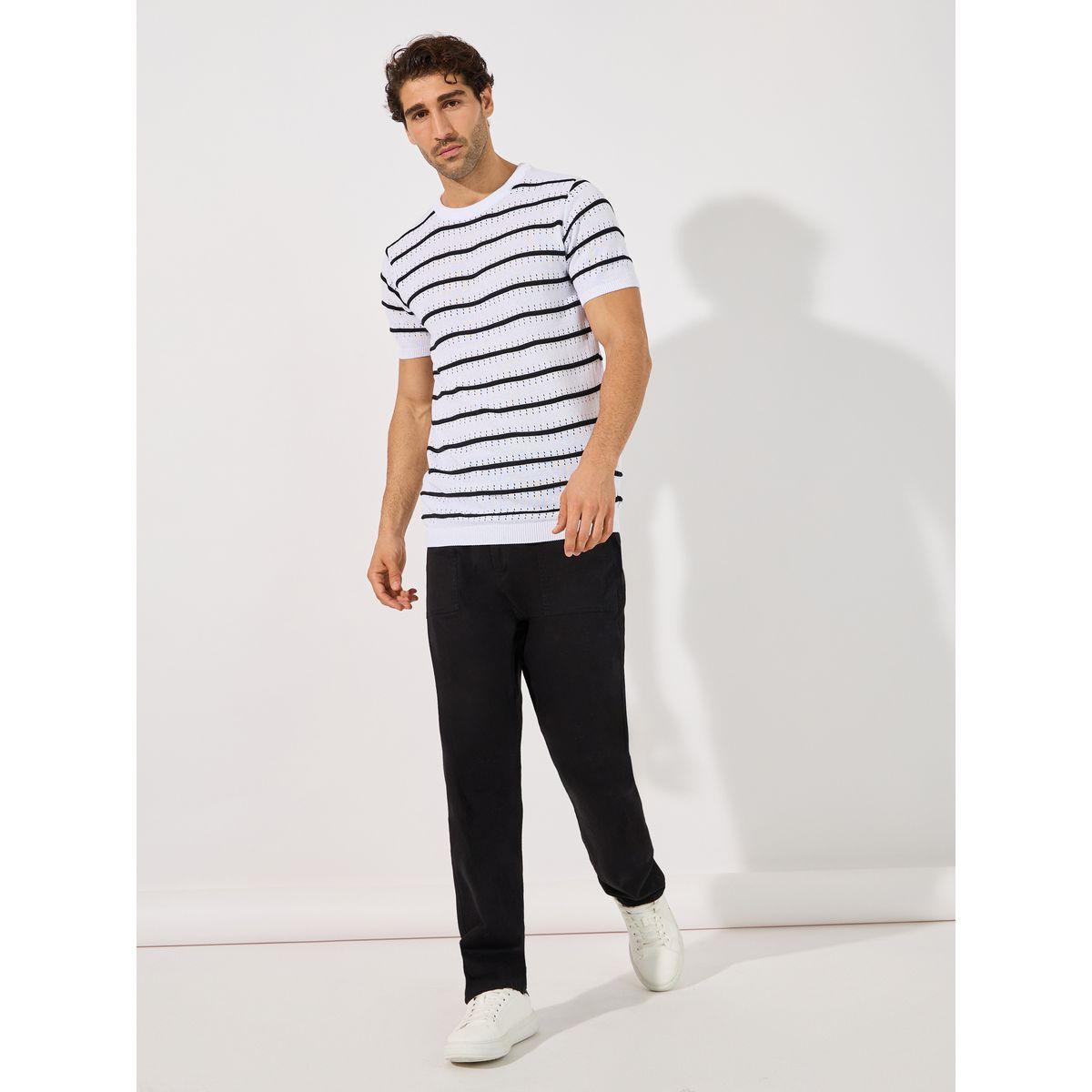 Styli Textured Horizontal Striped Flat Knit Regular T-Shirt-men-clothing-tshirtsandpolos-tshirts-image-2