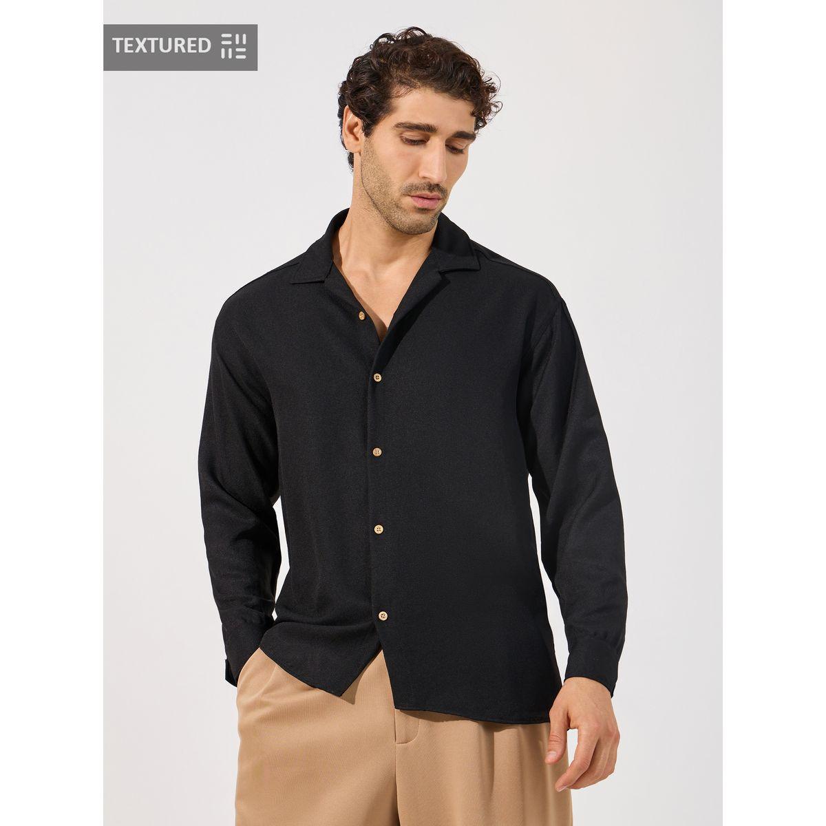 Styli Textured Resort Collar Shirt with Button Placket-men-clothing-shirts-image-1