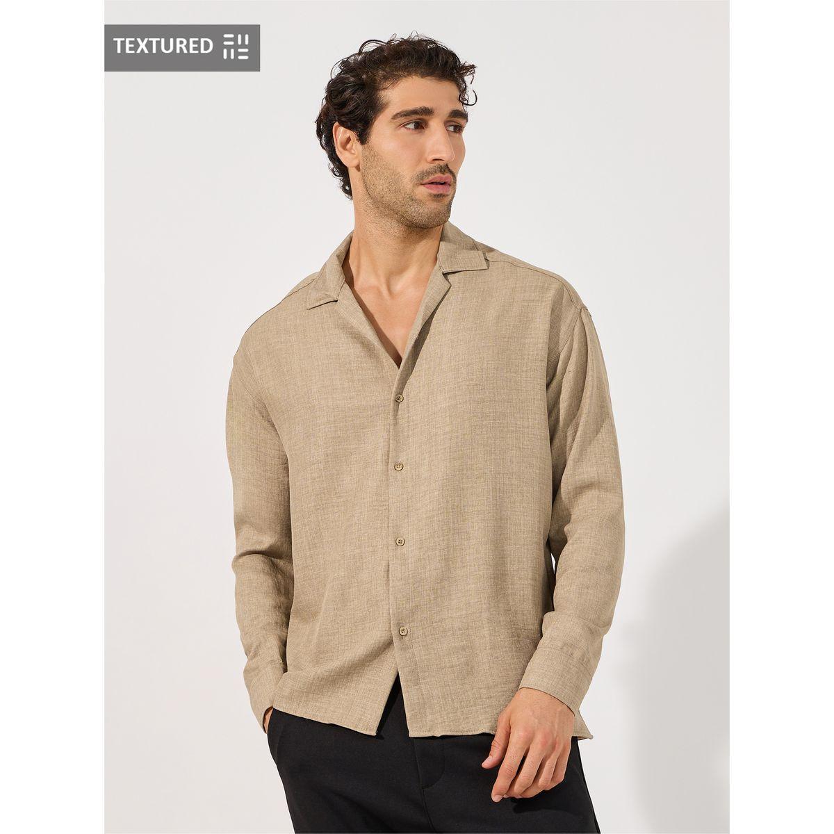 Styli Textured Resort Collar Shirt with Button Placket-men-clothing-shirts-image-1