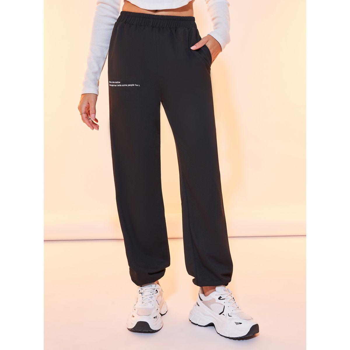 Styli Slogan Print Graphic Joggers-women-clothing-bottoms-joggers-image-2